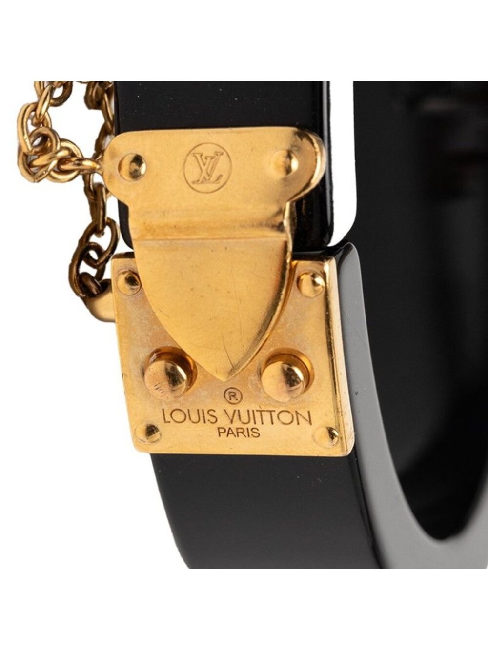 Louis Vuitton Lockme Bangle Bracelet Black Gold Plastic Plated - Picture 4 of 6